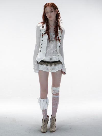 V-neck Metal Slim Zipper Vest DOU0131
