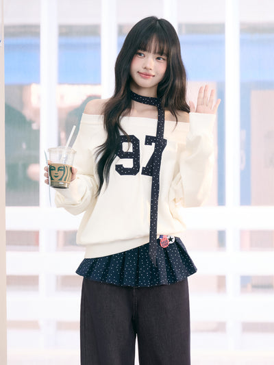 Off-shoulder Print Casual Sweatshirt WEE0069