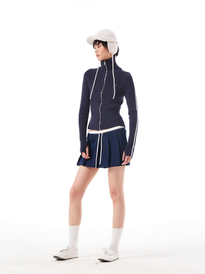 Stand Collar Skinny Zipper Sweater AOA0042