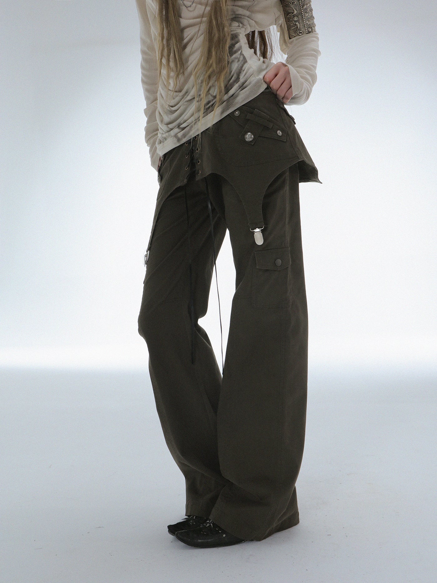Pocket Layered Skirt Pants DOU0126
