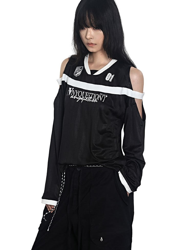 Two-tone Patch Print Jersey T-shirt ANY0076