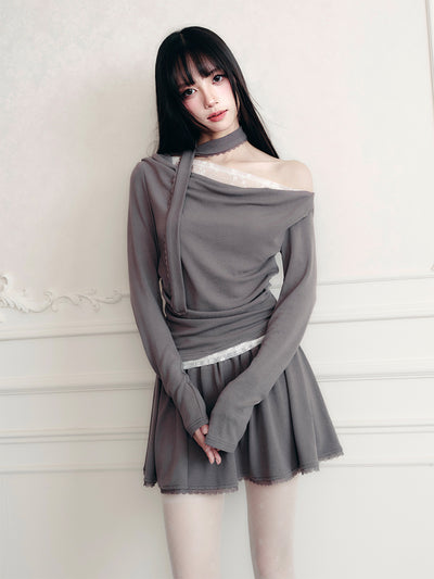 Lace Off-shoulder Top/Skirt FRA0417