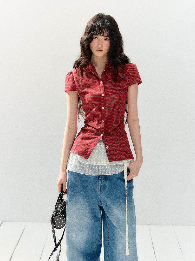 Red Short-sleeved Shirt SHI0146