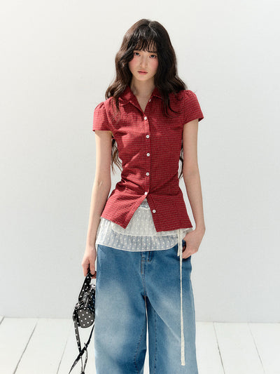 Red Short-sleeved Shirt SHI0146