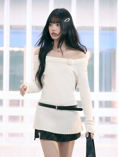 Off-Shoulder Floral Sweater WEE0072