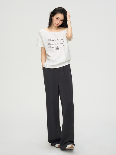 Letter Print One-shoulder Casual T-shirt PUN0070