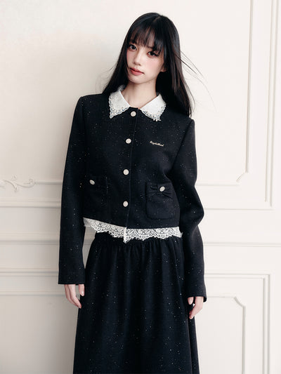 Lace Collar Suit Jacket/Skirt FRA0433