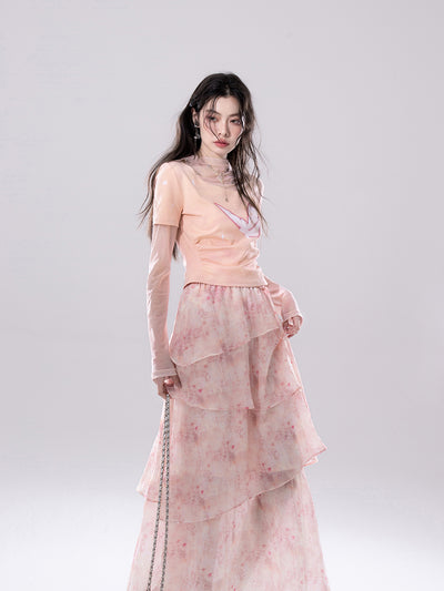 Stain Flower Irregular Cake Skirt COT0251