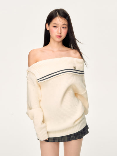 Off-shoulder Loose Style Sweater WEE0062