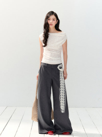 White Short-sleeved Lace T-shirt SHI0148
