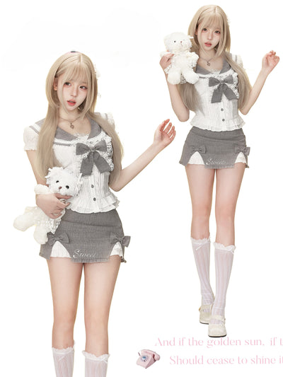 White Sailor Collar Shirt/Skirt SER0143