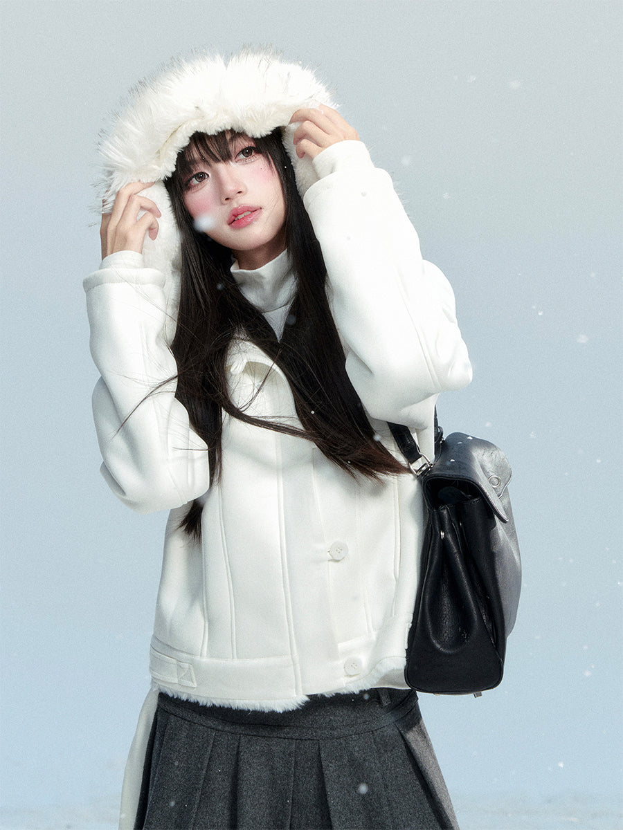 Fur Collar Suede Short Jacket FRA0464