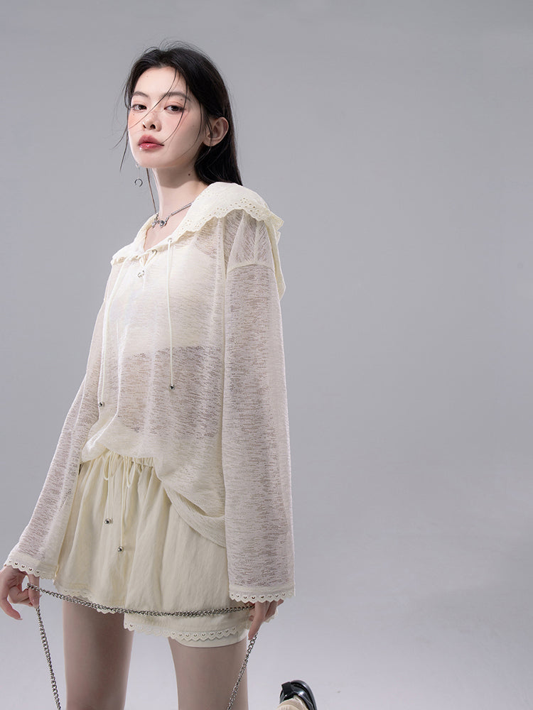 See-through Cardigan+Shorts COT0258