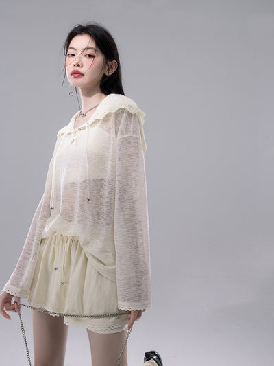 See-through Cardigan+Shorts COT0258