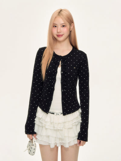 Polka Dot Black Cardigan WEE0068
