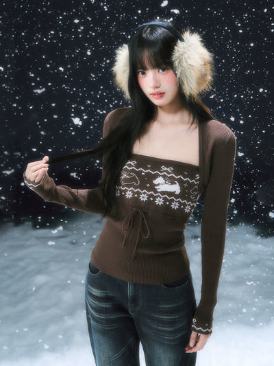 Brown Fair Isle Design Sweater WEE0100