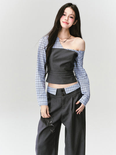 Intellectual Off-shoulder Shirt/Pants FRA0414