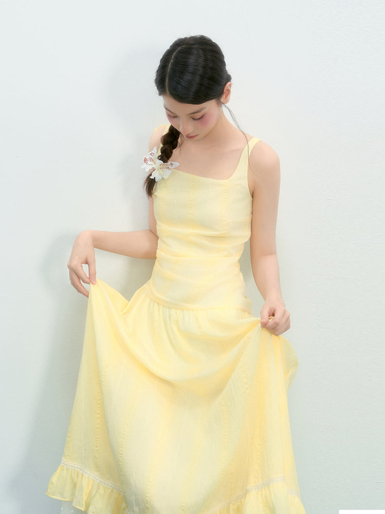 Square Collar Irregular Sling Dress NTO0222