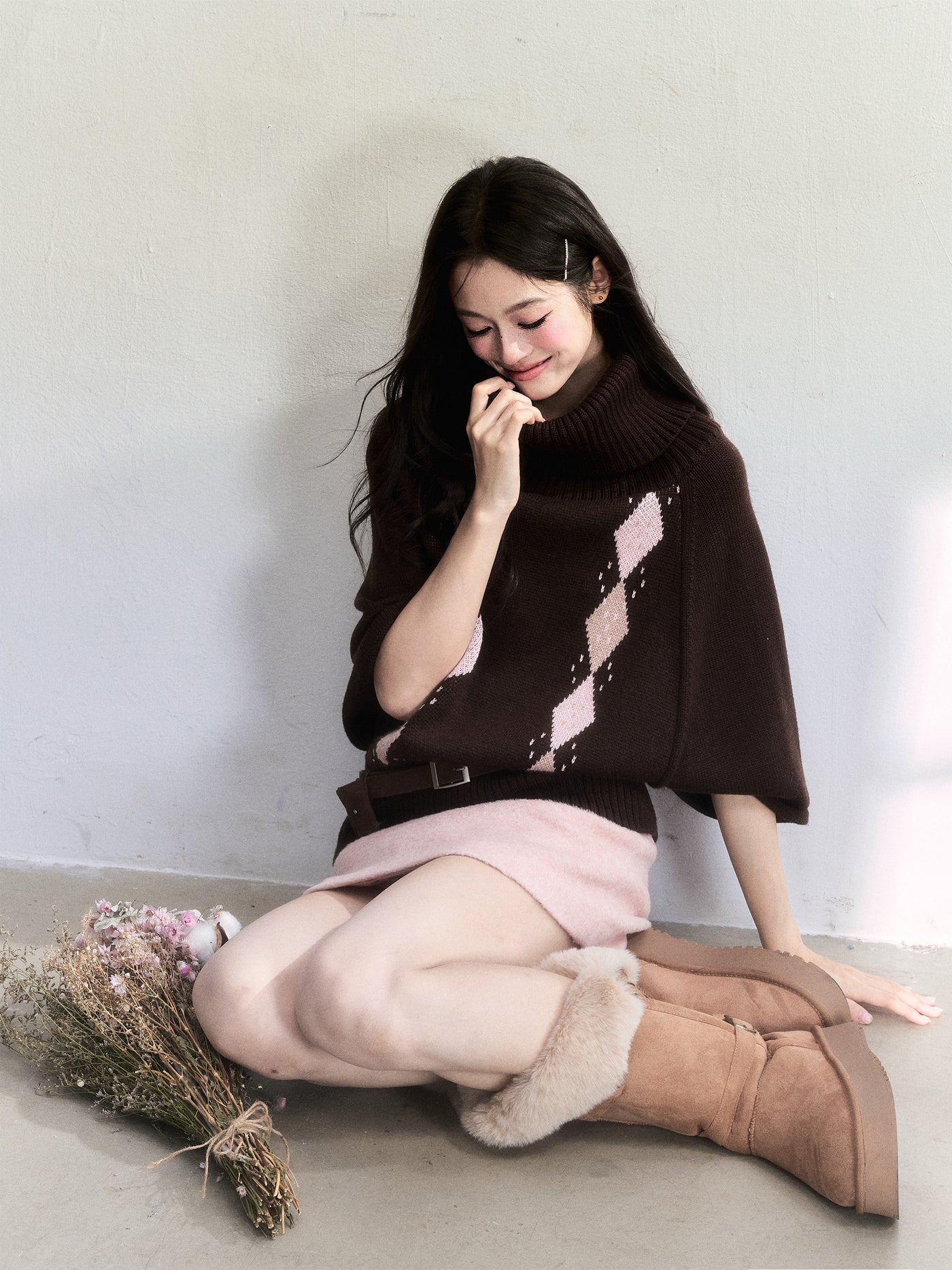 Diamond-patterned Retro Sweater FRA0505