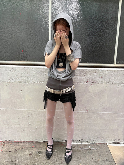 Pleated Detachable Tassel Shorts DOU0135