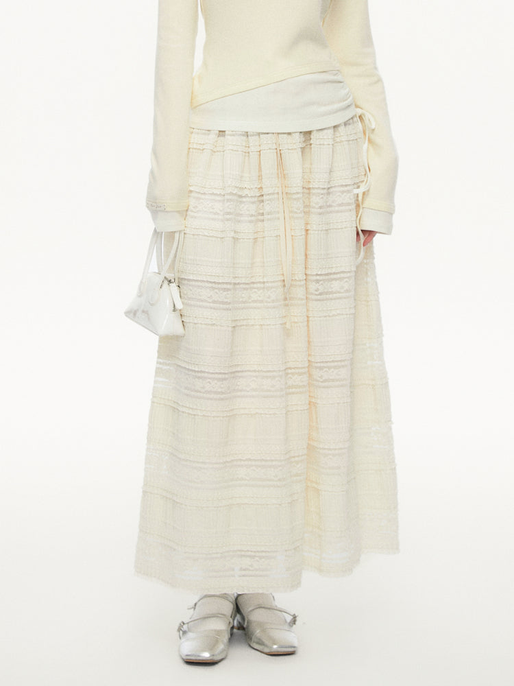Splicing Lace Cake Long Skirt SPE0081