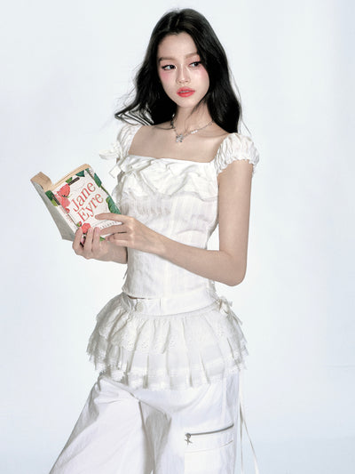 Lace Off-shoulder Shirt FRA0346