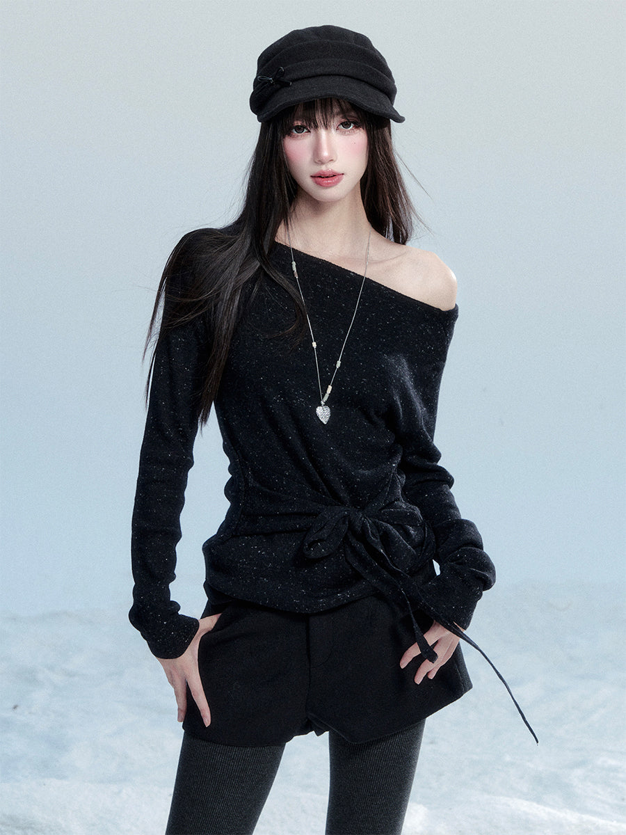 Chic Off-shoulder Tie-up Sweater FRA0476