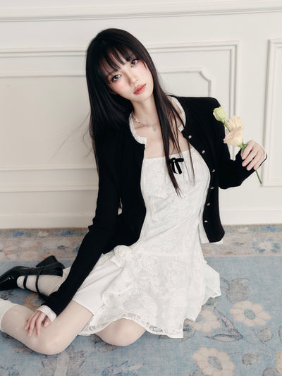 Lace Suspender Bow Dress FRA0427