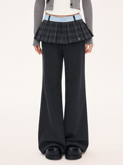 High-Waisted Design Plaid Skirt Flared Pants WEE0074
