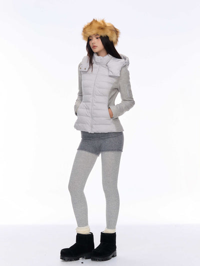 Patchwork Knitted Design Light Down Jacket CUR0184