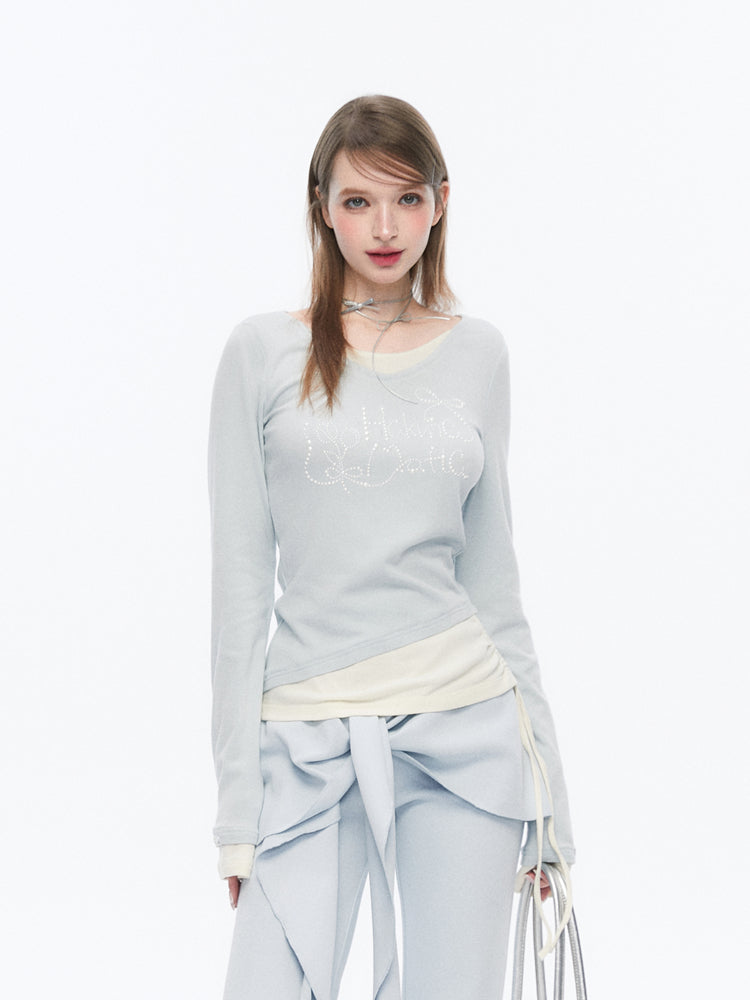 Diamond Fake Two-piece Stitching Sweater SPE0070