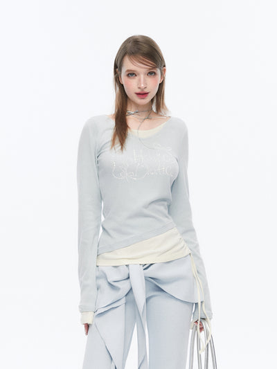 Diamond Fake Two-piece Stitching Sweater SPE0070