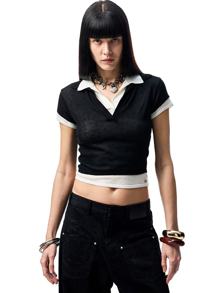 Fake Two-piece Short T-shirt JIN0007