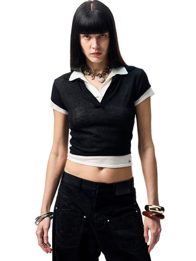 Fake Two-piece Short T-shirt JIN0007