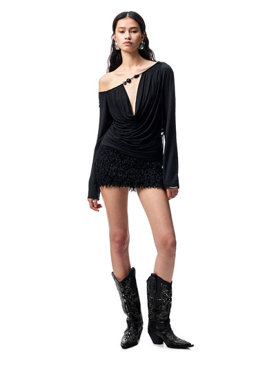 Beaded Off-shoulder Top JIN0018