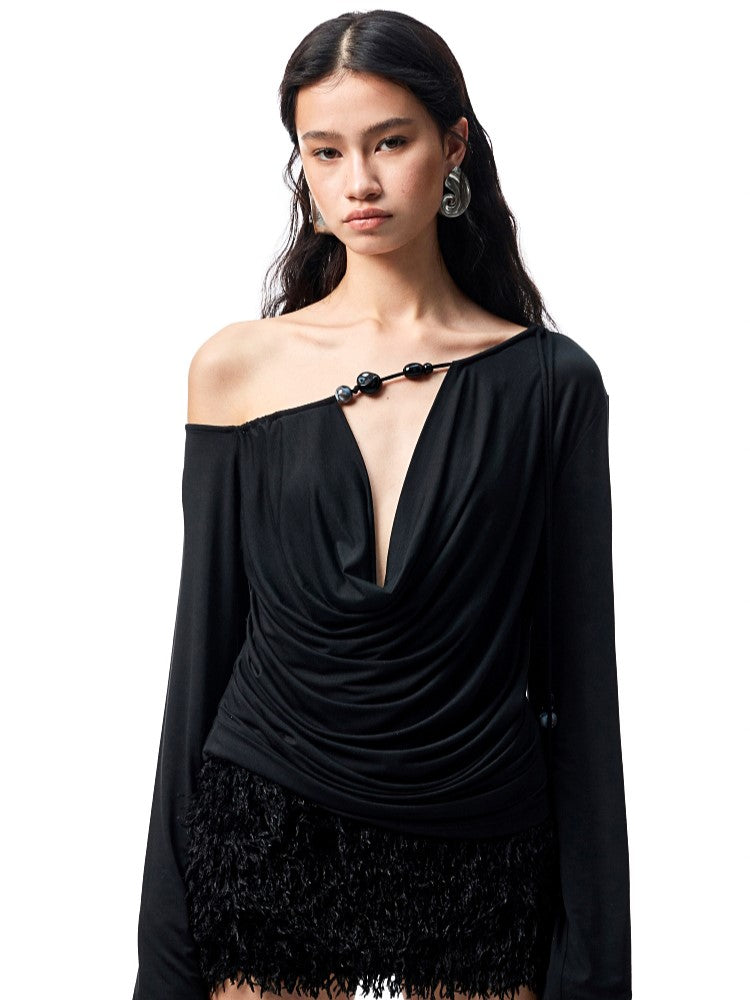 Beaded Off-shoulder Top JIN0018