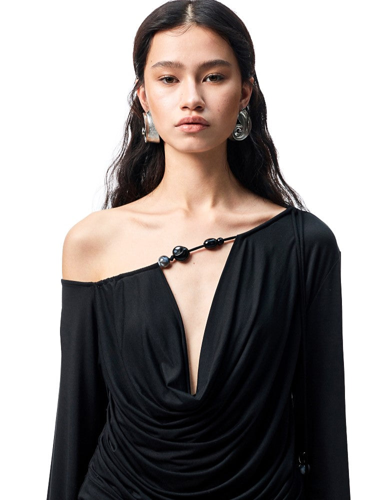 Beaded Off-shoulder Top JIN0018