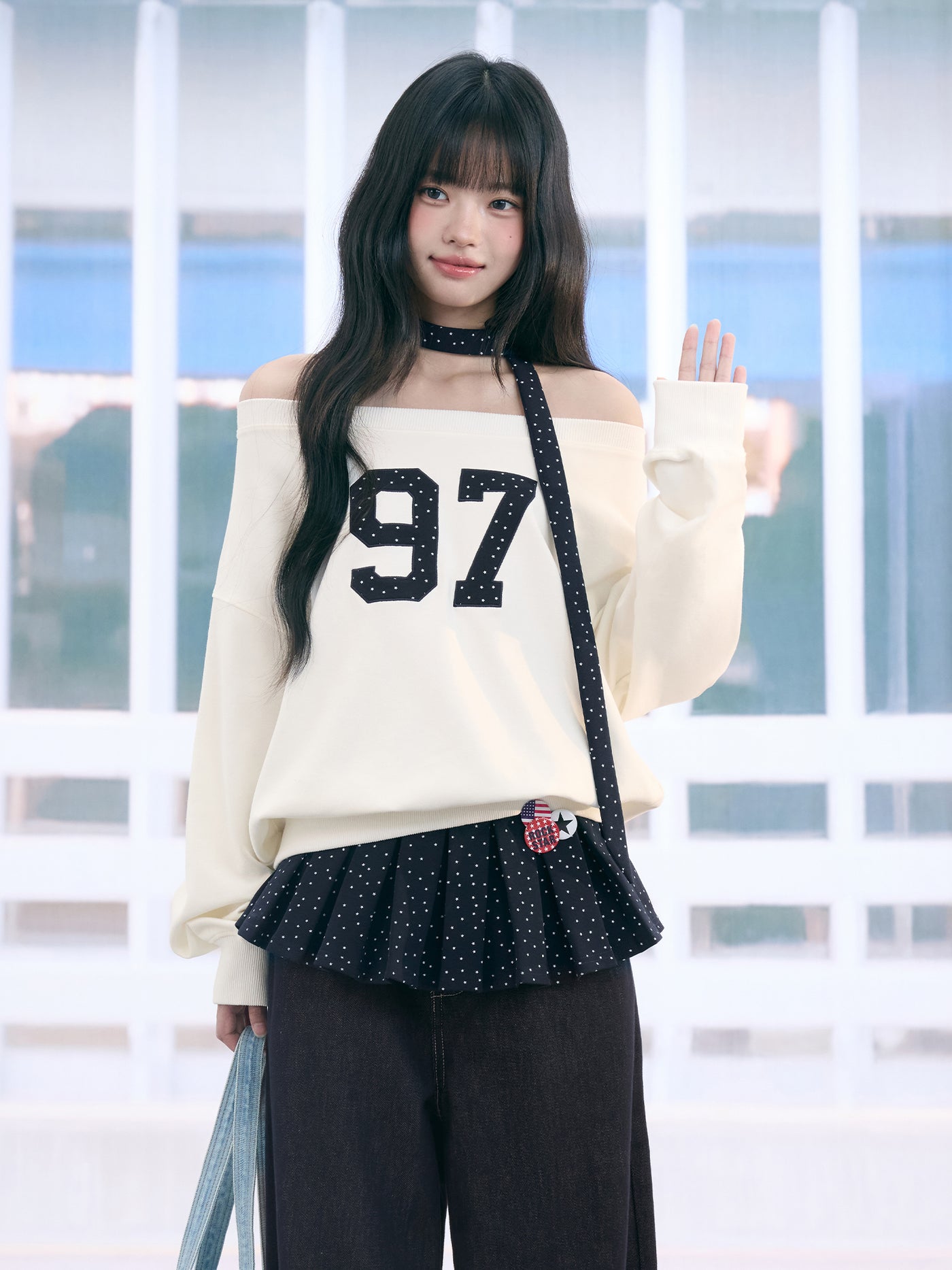 Off-shoulder Print Casual Sweatshirt WEE0069