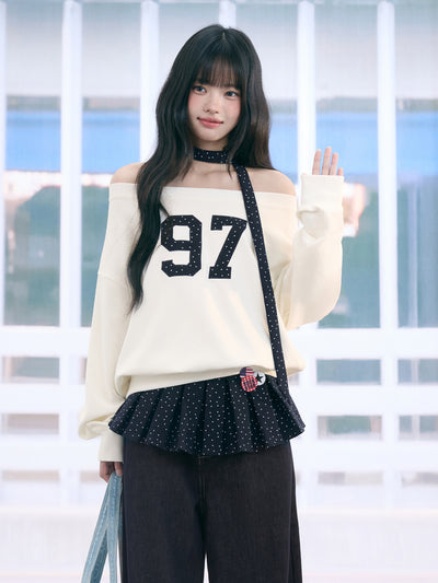 Off-shoulder Print Casual Sweatshirt WEE0069