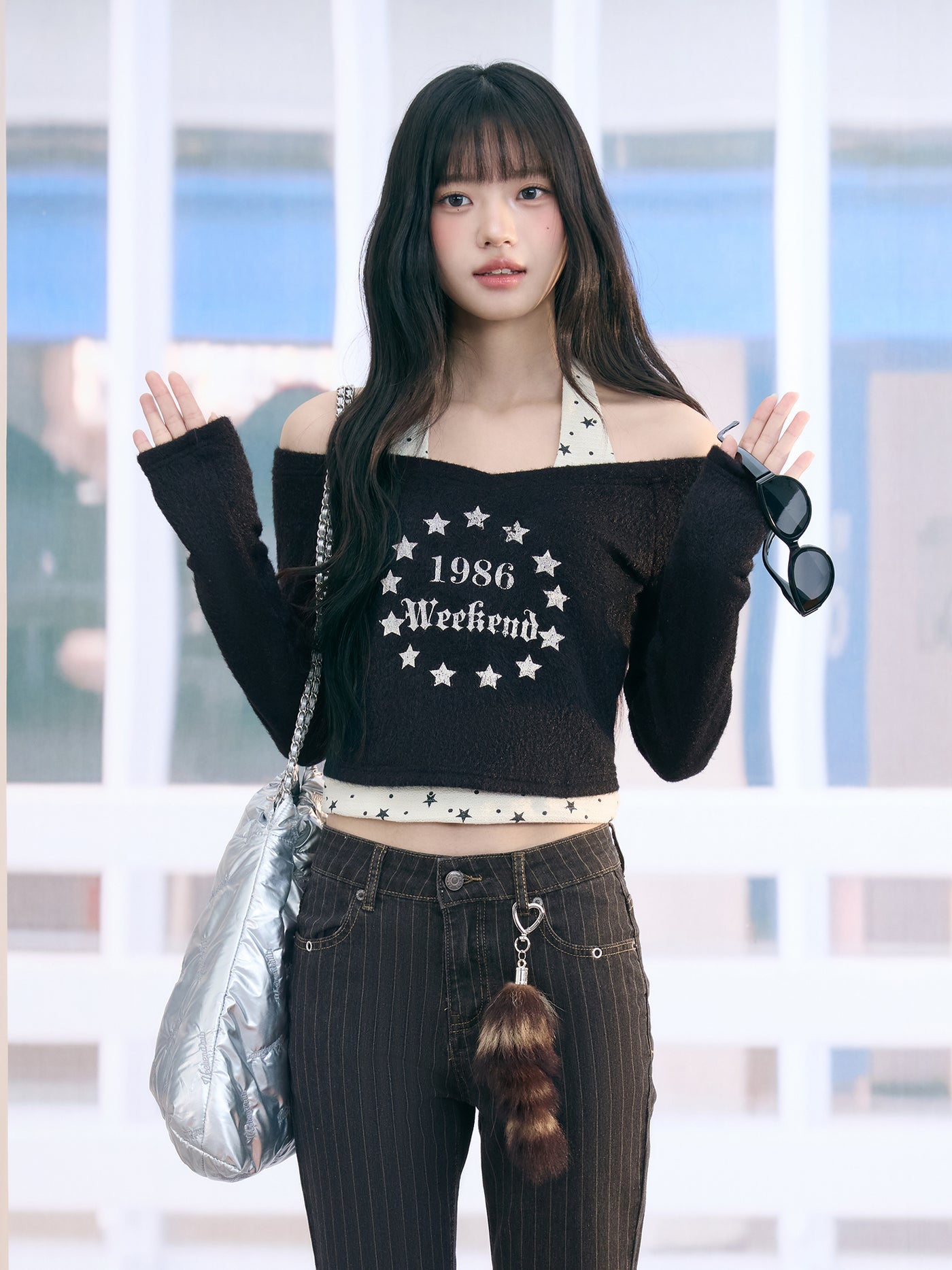 American-style Star Print Halter Neck T-shirt WEE0071