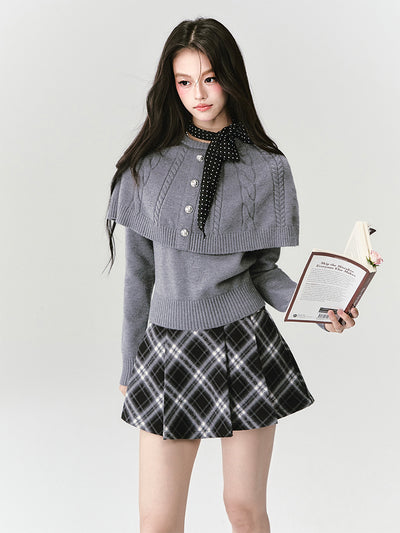 Gray Cape Cable Knitted Top FRA0435