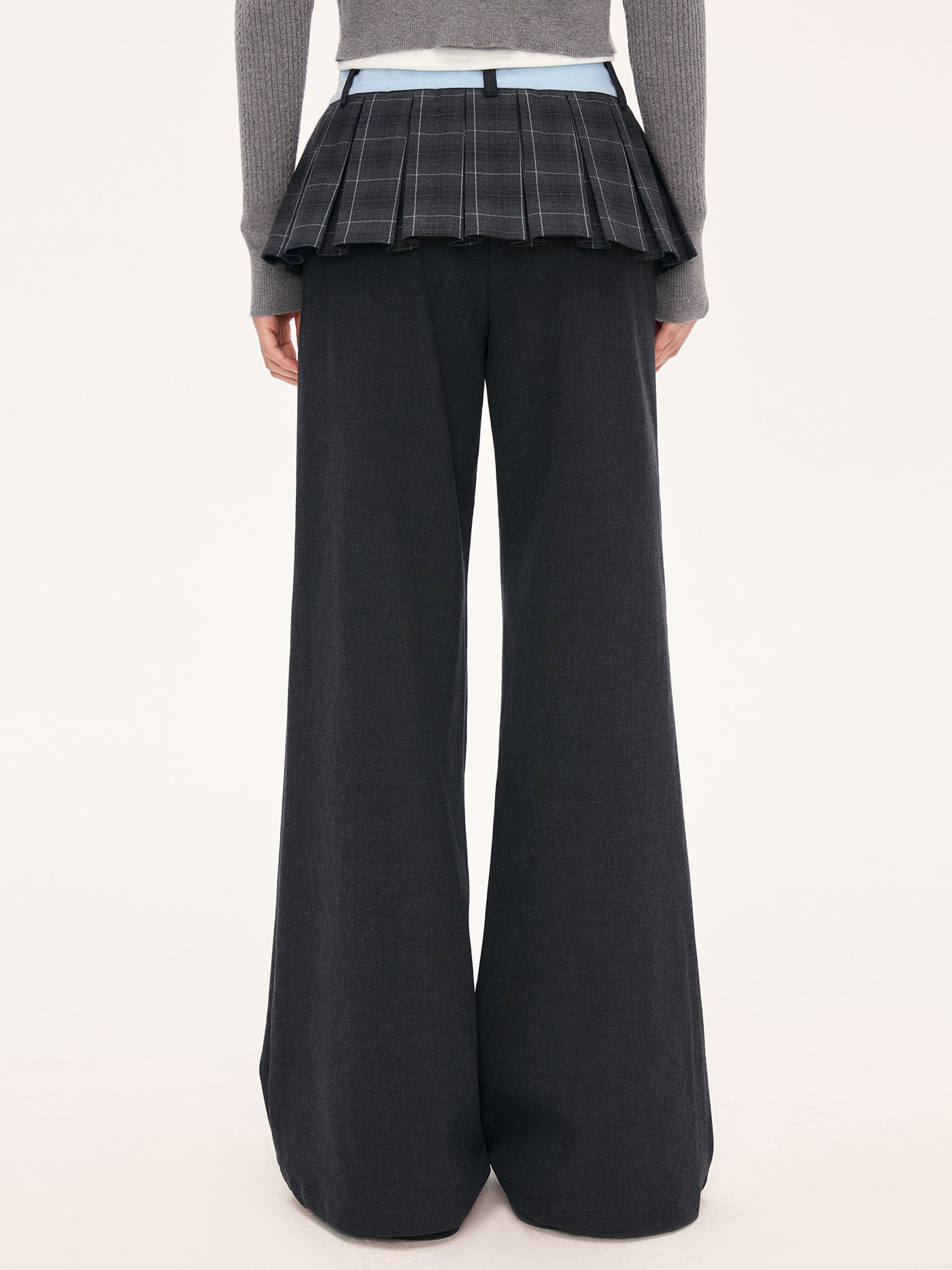 High-Waisted Design Plaid Skirt Flared Pants WEE0074