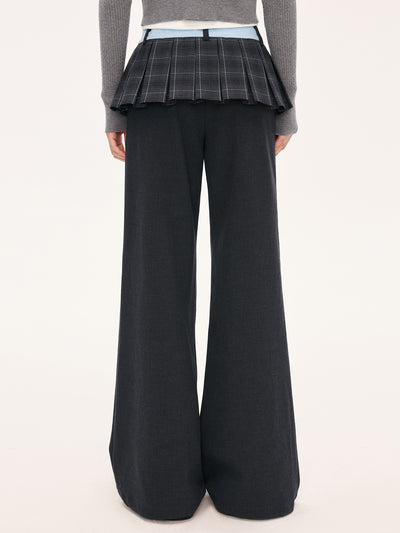 High-Waisted Design Plaid Skirt Flared Pants WEE0074