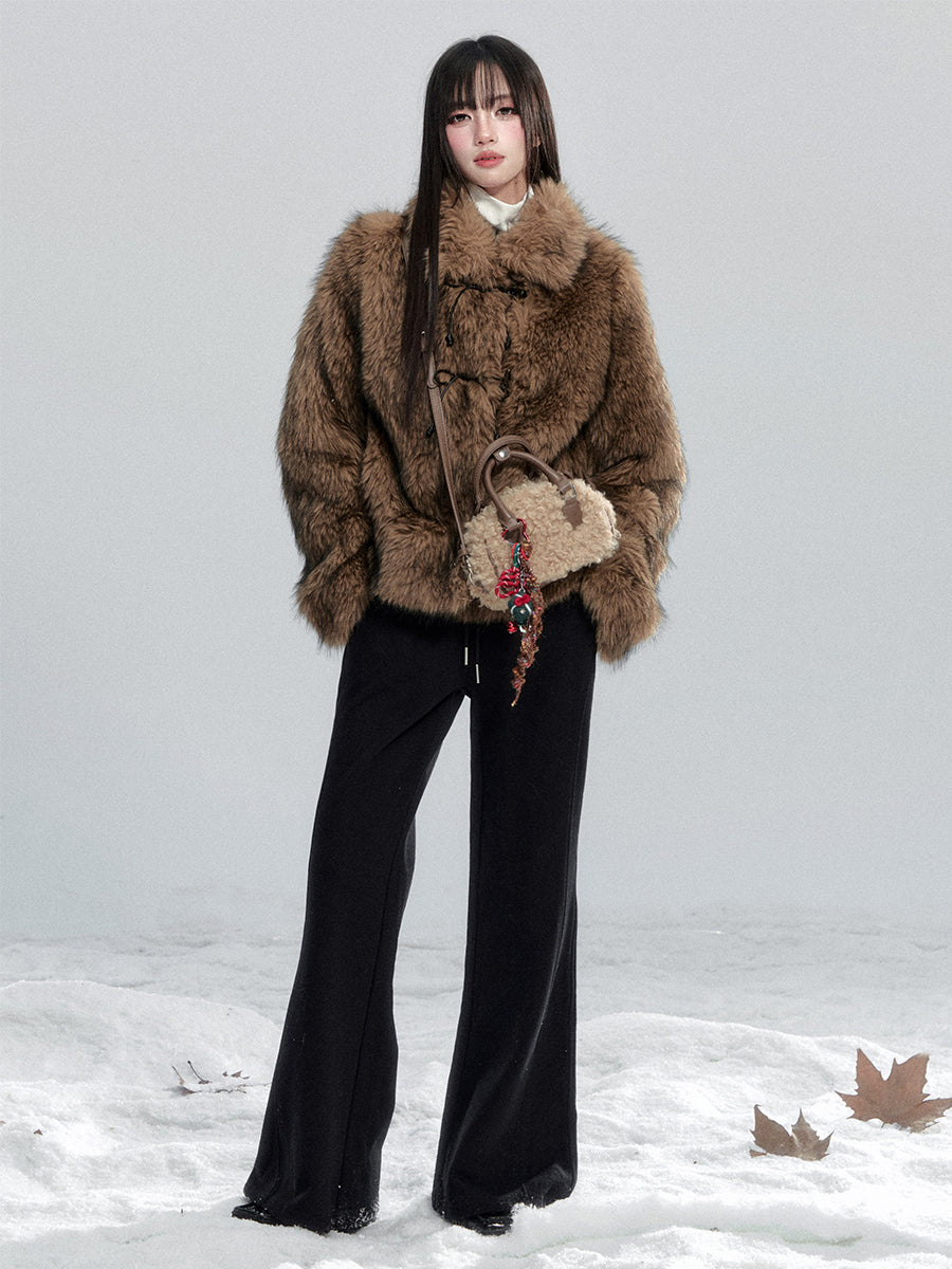 Eco-friendly Fur Horn Buttons Coat FRA0484