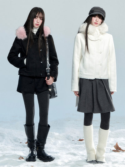 Fur Collar Suede Short Jacket FRA0464