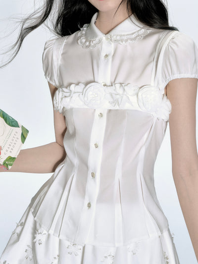 Layered Shirt/Flower Tube Top/Skirt FRA0351