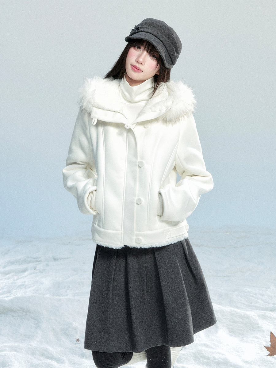 Retro Woolen Midi Pleated Skirt FRA0466