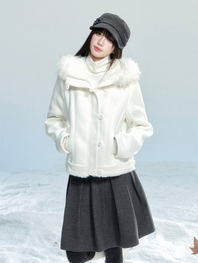 Retro Woolen Midi Pleated Skirt FRA0466