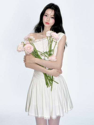 Off-shoulder Lace White Dress FRA0363