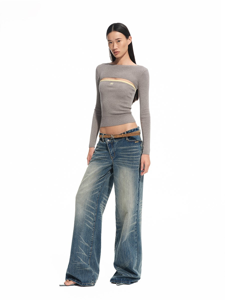 Low-rise Slant-front Jeans NOT0308